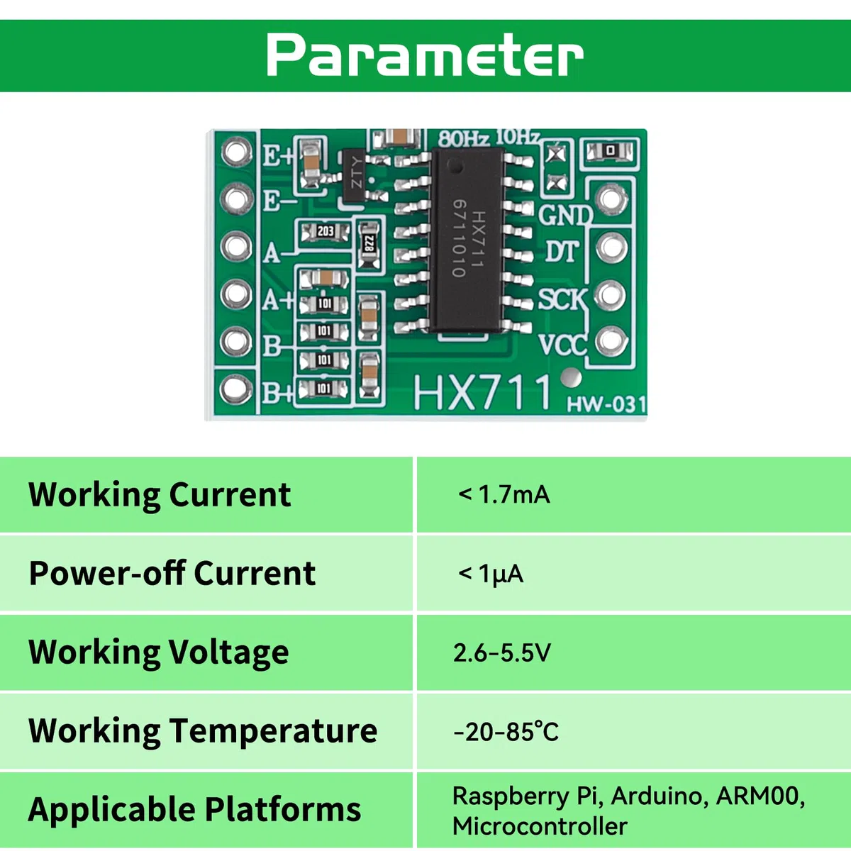YEFLUT HX711 - Amplificador de celda de carga de 24 bits ADC de doble canal con cable Du-pont para Arduino Raspberry Pi (8 unidades)