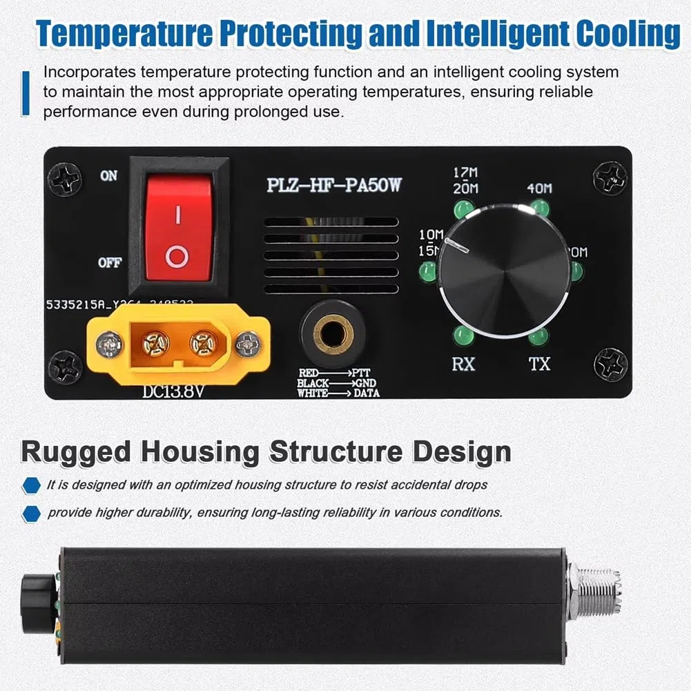 Amplificador de potencia de corta de 50 W con conmutación automática de 4 velocidades LPF y recepción para múltiples protocolos