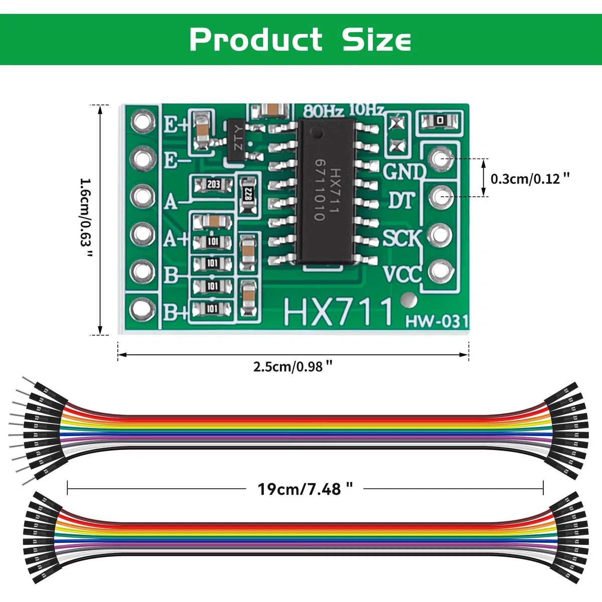 YEFLUT HX711 - Amplificador de celda de carga de 24 bits ADC de doble canal con cable Du-pont para Arduino Raspberry Pi (8 unidades)