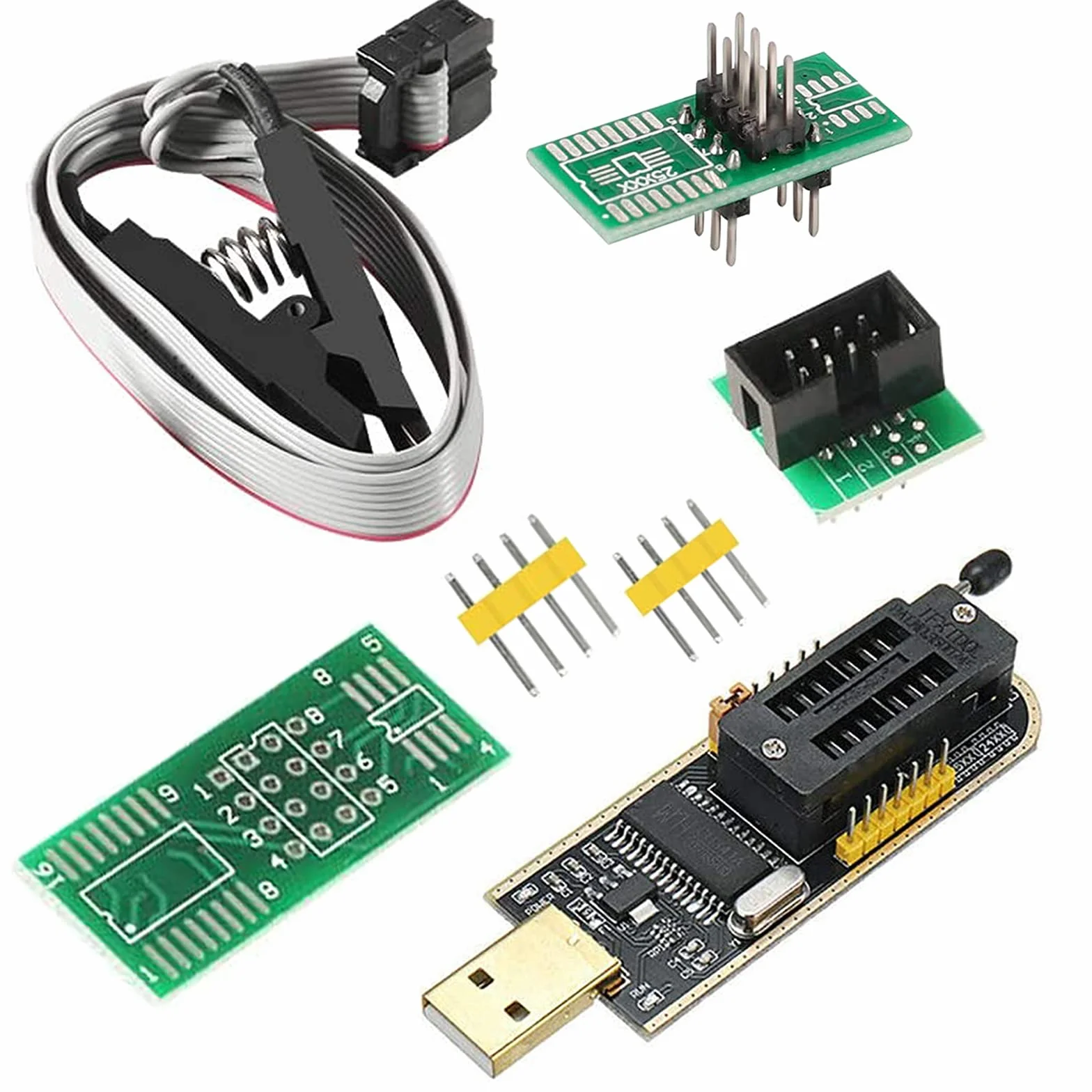 SOIC8 SOP8 Flash Chip IC CH341A USB Programador EEPROM Flash BIOS Chip USB Programador (SB Programador + SOP8 Clip + Adaptador)
